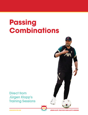 A man in a black and green AXA sports outfit gestures near a soccer ball. Text: Jurgen Klopp - 102 Passing, Counter-pressing Possession Games, Speed & Warm-ups Direct from Klopps Training Sessions (SoccerTutor).