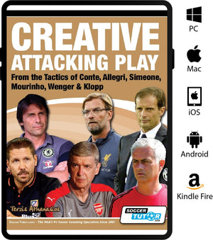 The Creative Attacking Play book by SoccerTutor features tactics inspired by Conte, Allegri, Simeone, Mourinho, Wenger & Klopp and is compatible with PC, Mac, iOS, Android & Kindle Fire.