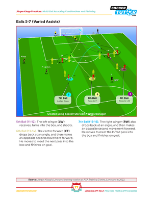 The Jürgen Klopp Vol 1 & 2 Bundle by SoccerTutor features diagrams with colored jerseys, movement arrows, and numbered balls for passing and shooting drills—perfect for coaching sessions inspired by Klopp's training.