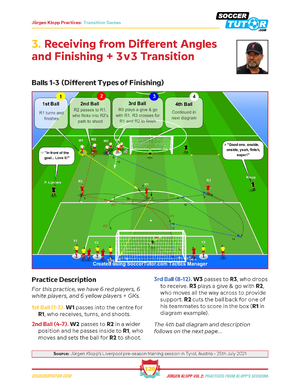 The SoccerTutor product Jurgen Klopp - 80 Attacking Combinations, Finishing, Positional Patterns of Play, Transition & SSGs Vol.2 features drill diagrams with coach tips and field illustrations direct from Klopps training sessions.