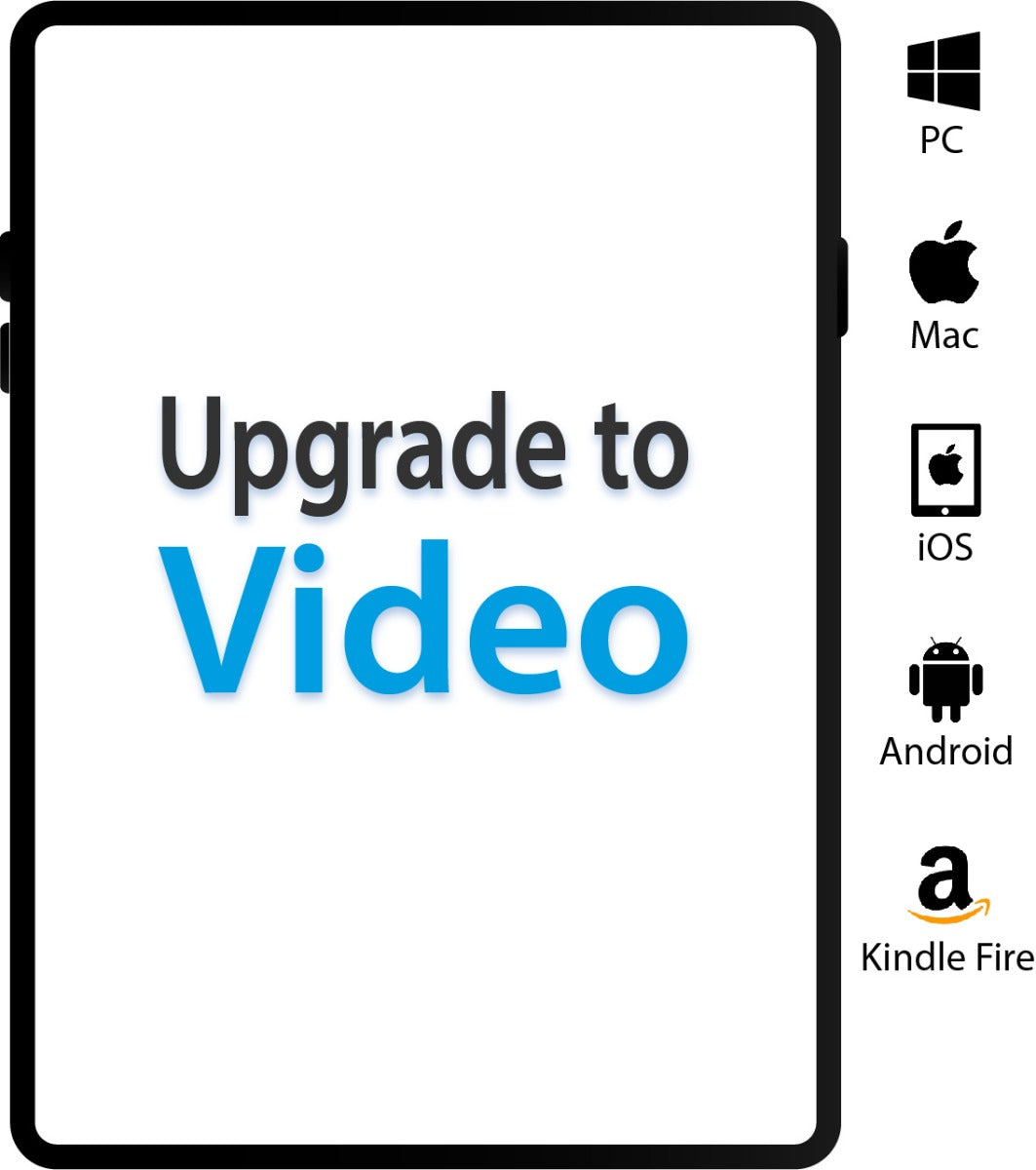A tablet shows "Upgrade to Digital Video Version" with PC, Mac, iOS, Android, and Kindle Fire icons—making it easy to access SoccerTutor digital videos.