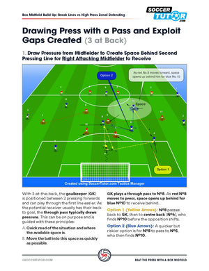 The Beat the Press With a Box Midfield by SoccerTutor shows how to build up play and exploit gaps against high pressing teams, using diagrams and sessions based on Guardiola, Alonso, and Arteta’s tactics.